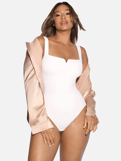 Feelingirl Square Collar Elastic Outerwear Shape Bodysuit