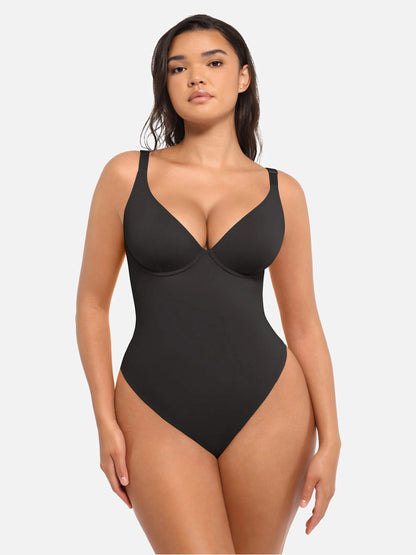 Feelingirl 2-Pack Deep V Neck Tummy Control Shapewear Bodysuit Bundle