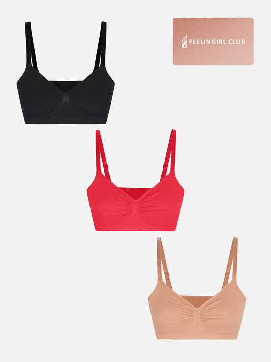 Feelingirl 3-Pack Seamless Smooth Wireless Bra Bundle