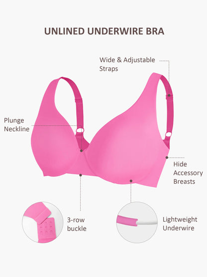 Feelingirl Underwire Adjustable Deep V-neck Bra