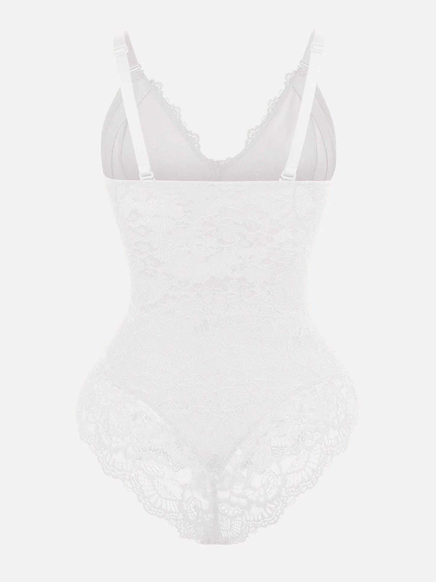 Feelingirl Lace V Neck Full Thong Bodysuit