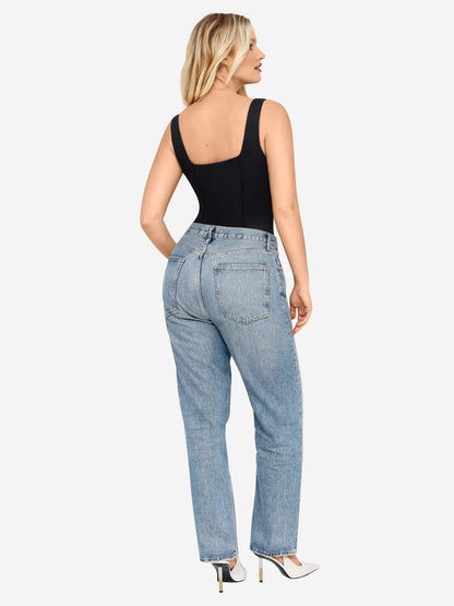Feelingirl Full Body Wide Strap V-Neck Bodysuit