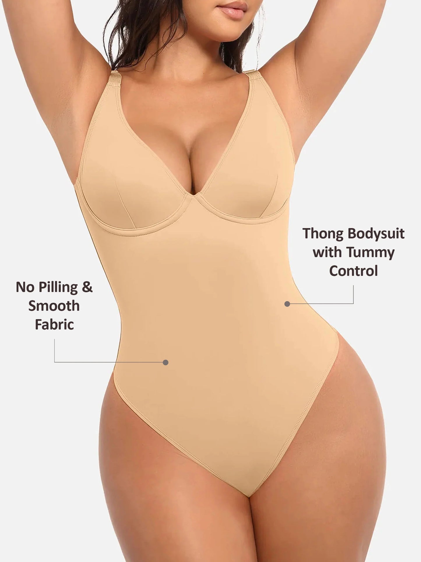 Feelingirl V Neck Tummy Control Bodysuit