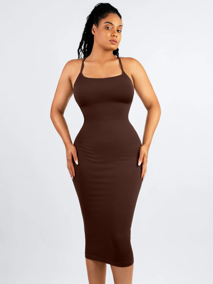 Feelingirl Seamless Shaping Slip Dress with Built-In Bra and Adjustable Straps