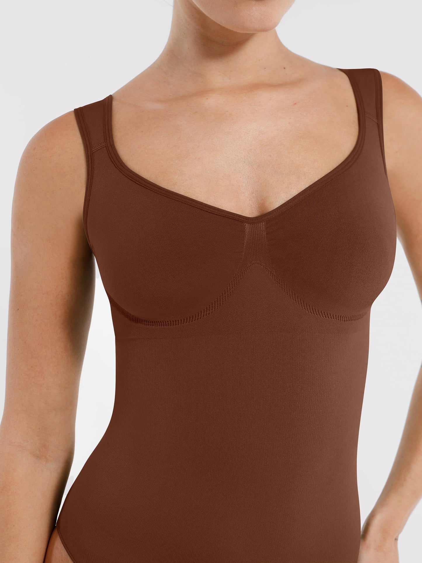 Feelingirl Seamless Sculpting Diamond Neck Thong Bodysuit
