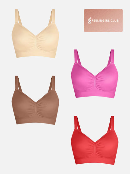 Feelingirl Seamless Everyday Bra with Built-In Soft Padding Bundle