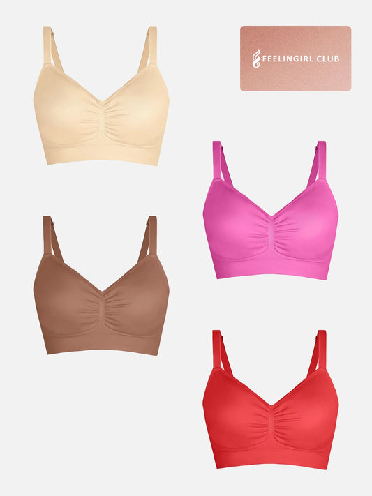 Feelingirl Seamless Everyday Bra with Built-In Soft Padding Bundle