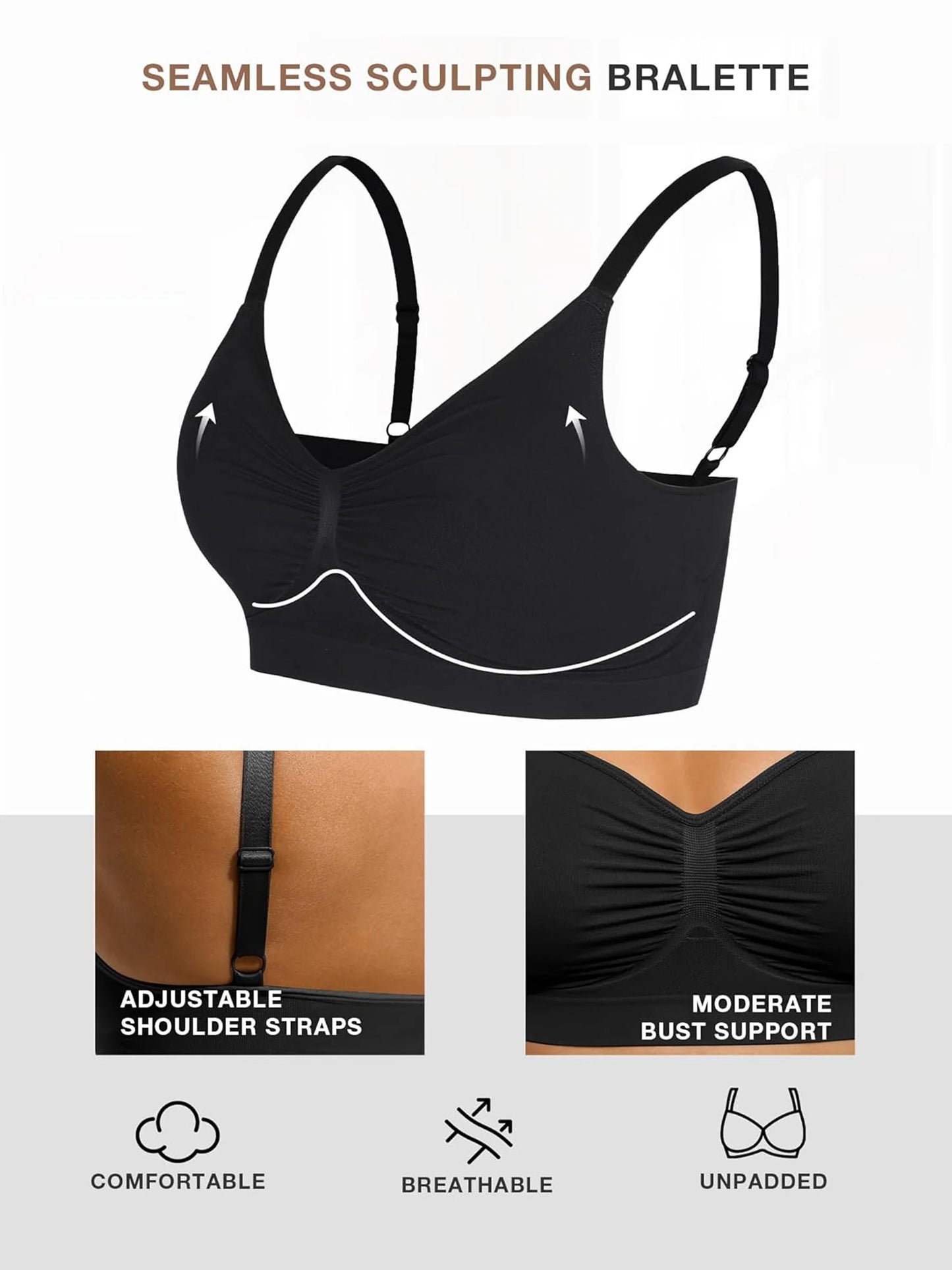 Feelingirl 3-Pack Seamless Smooth Wireless Bra Bundle
