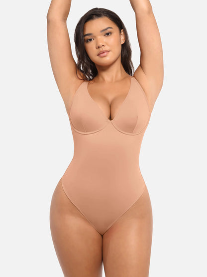 Feelingirl Deep V Neck Tummy Control Shapewear Bodysuit