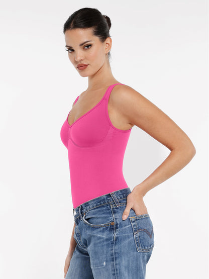 Feelingirl Seamless Sculpting Diamond Neck Thong Bodysuit