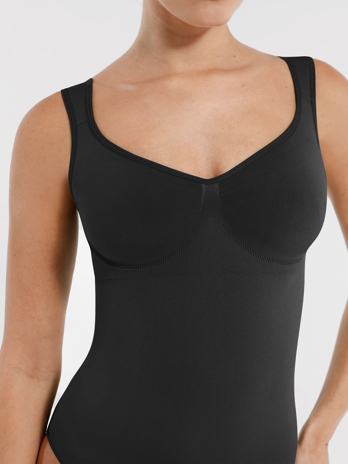 Feelingirl Seamless Sculpting Diamond Neck Thong Bodysuit