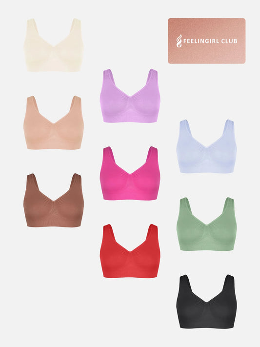 Feelingirl No Underwire Wide Straps Everyday Bra Bundle