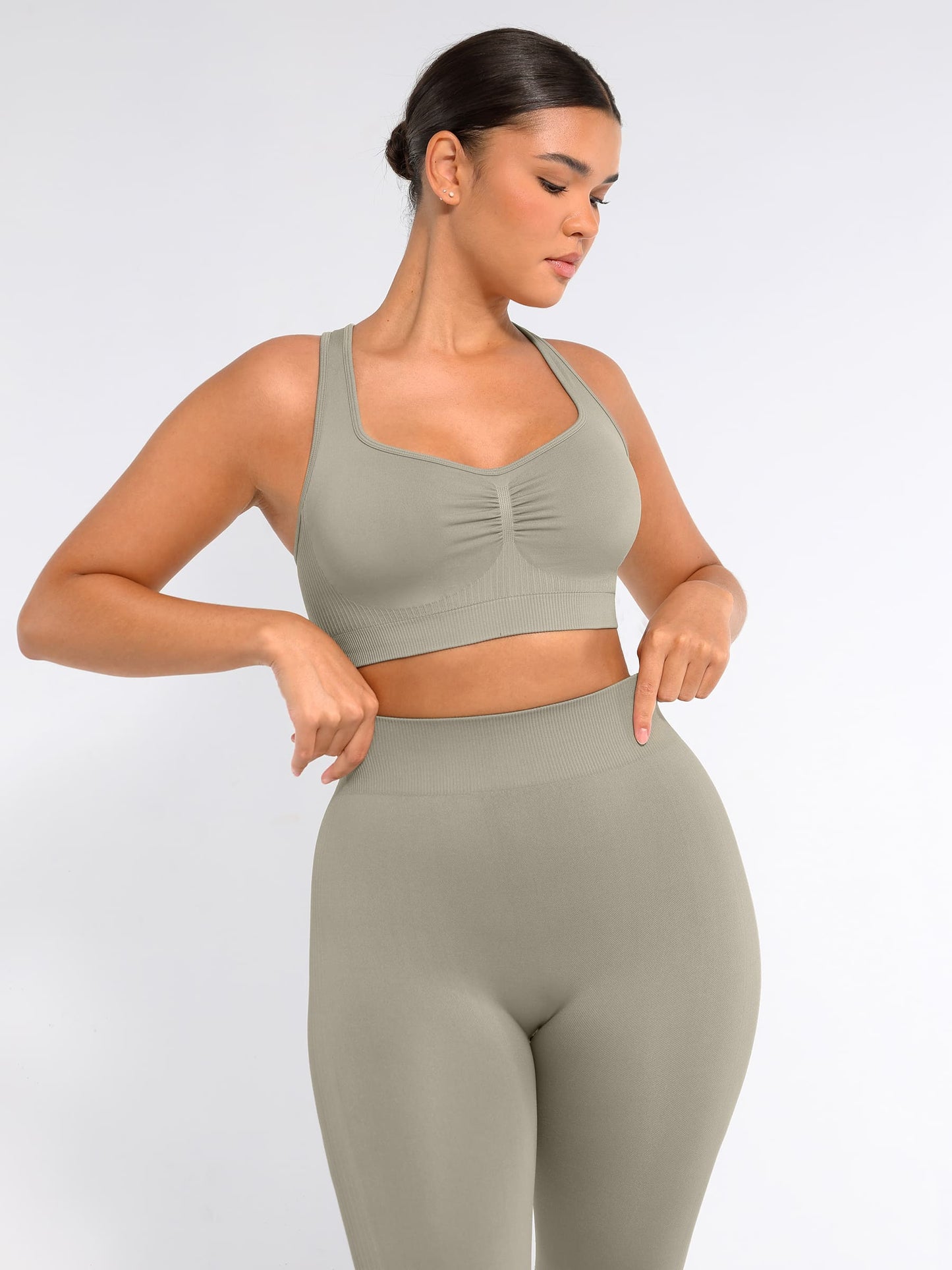 Feelingirl Seamless Racerback Sports Bra with Removable Pads and Support Fit
