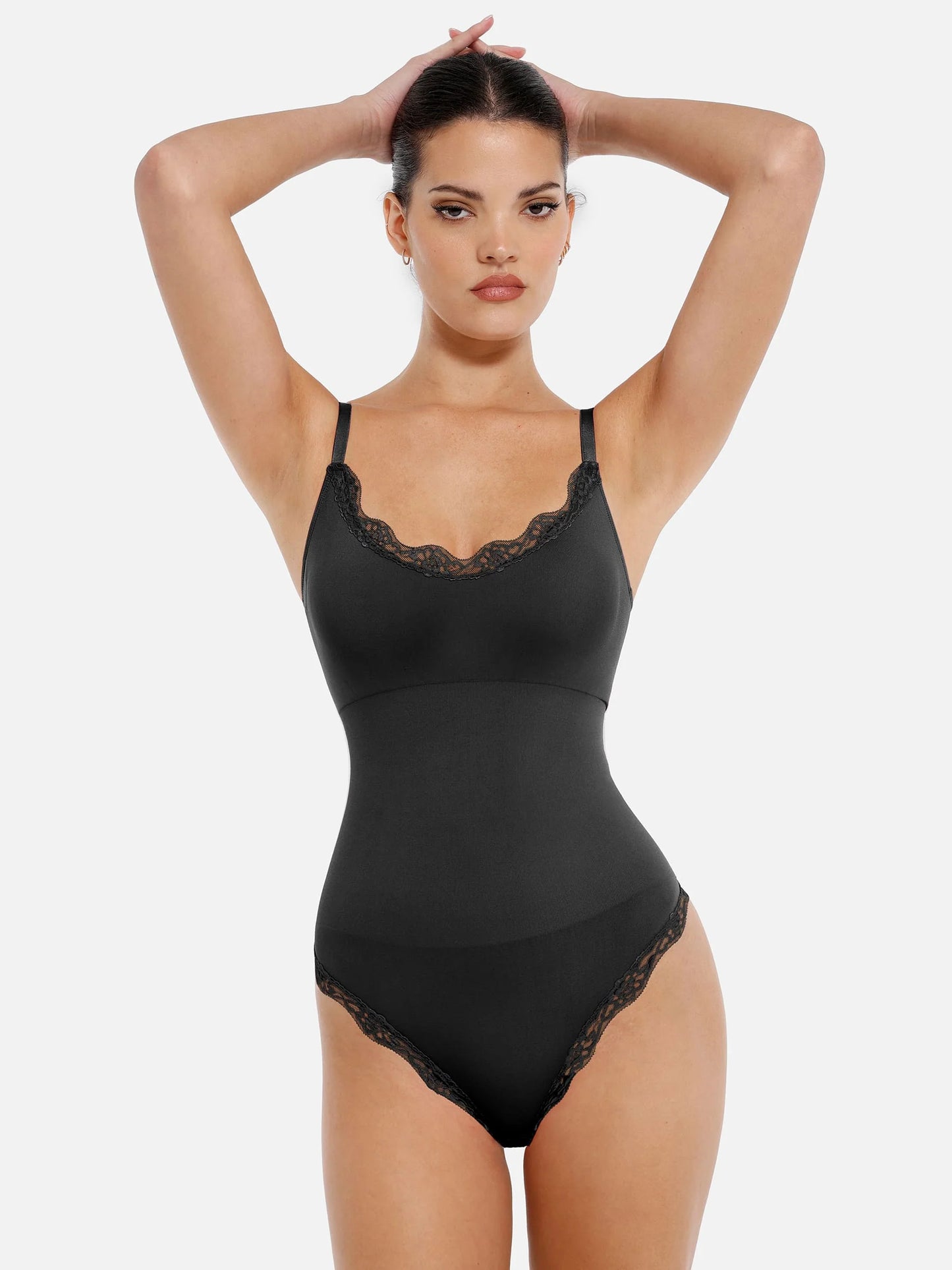 Feelingirl Lace Tight-Fit Seamless Thong Shapewear Bodysuit