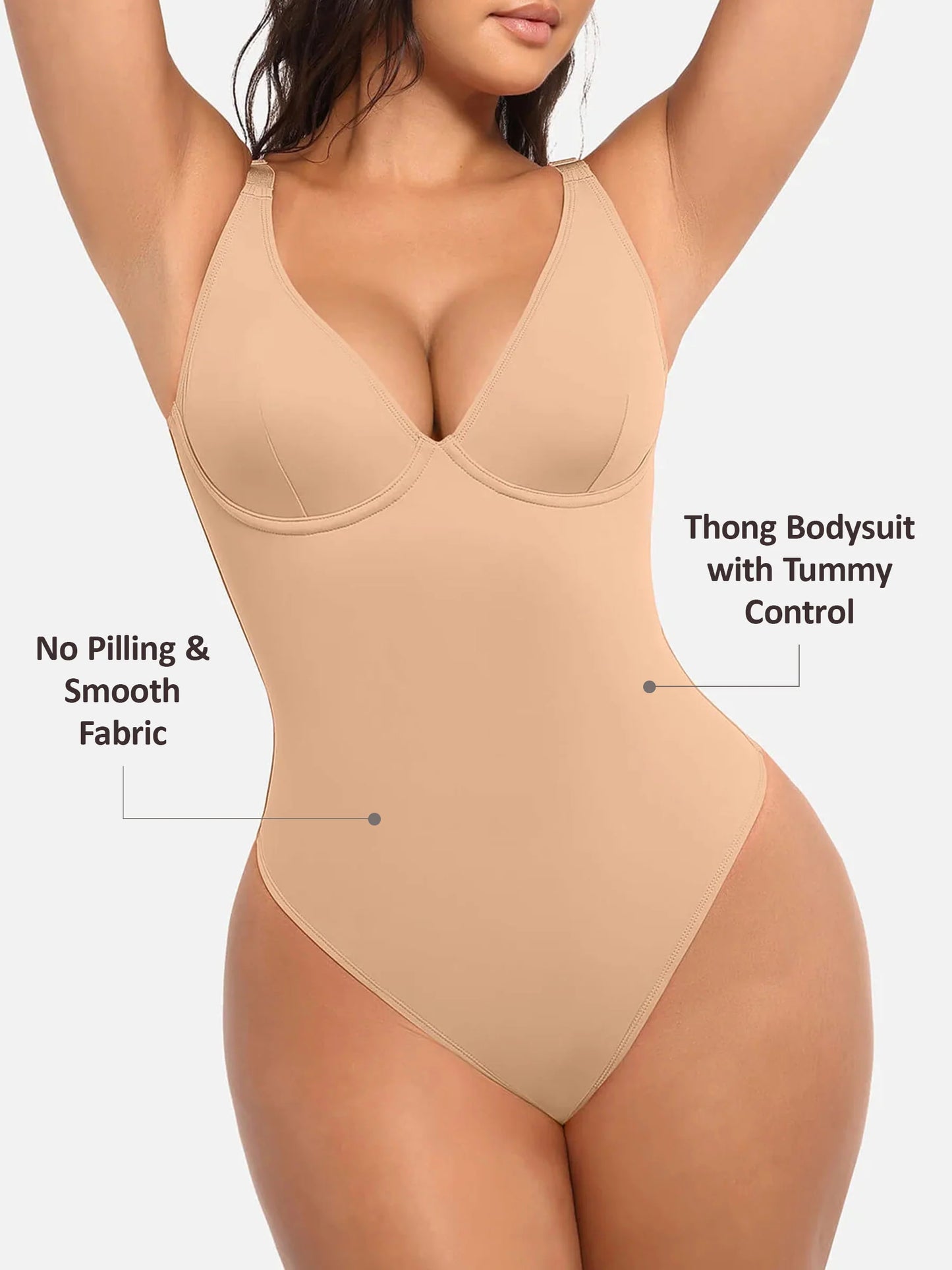 Feelingirl V Neck Tummy Control Bodysuit