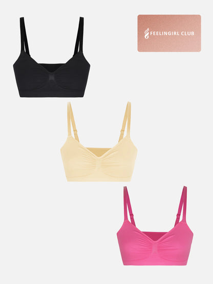 Feelingirl 3-Pack Seamless Smooth Wireless Bra Bundle