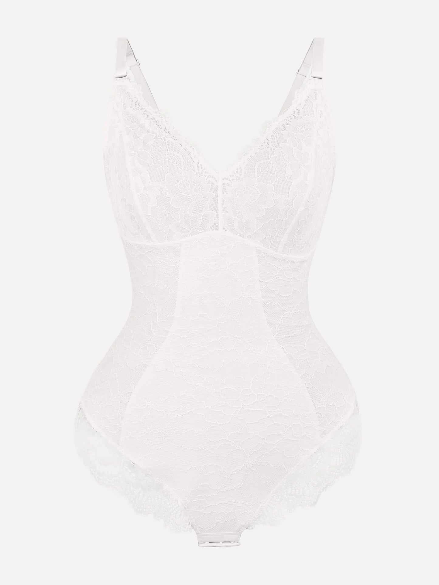 Feelingirl Lace V Neck Full Thong Bodysuit