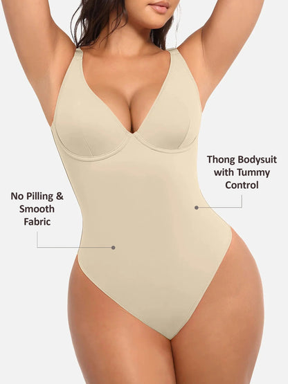 Feelingirl V Neck Tummy Control Bodysuit