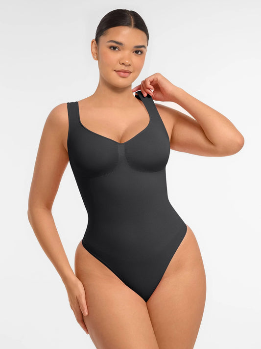 Feelingirl Tummy Control Seamless Wide Strap Bodysuit