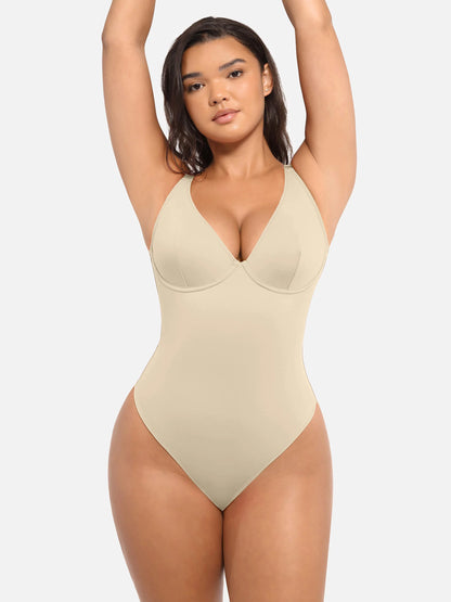 Feelingirl Deep V Neck Tummy Control Shapewear Bodysuit