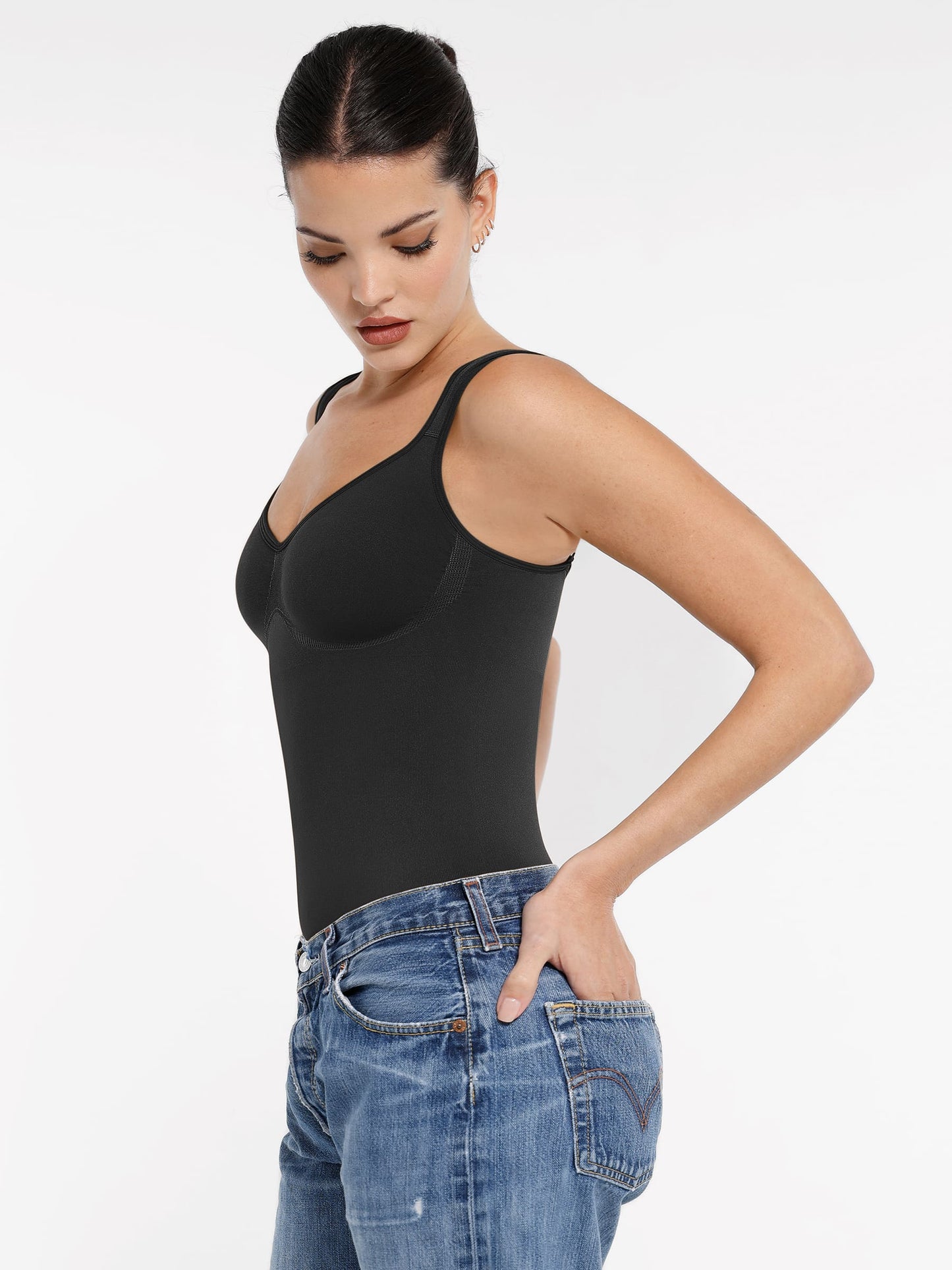Feelingirl Seamless Sculpting Diamond Neck Thong Bodysuit