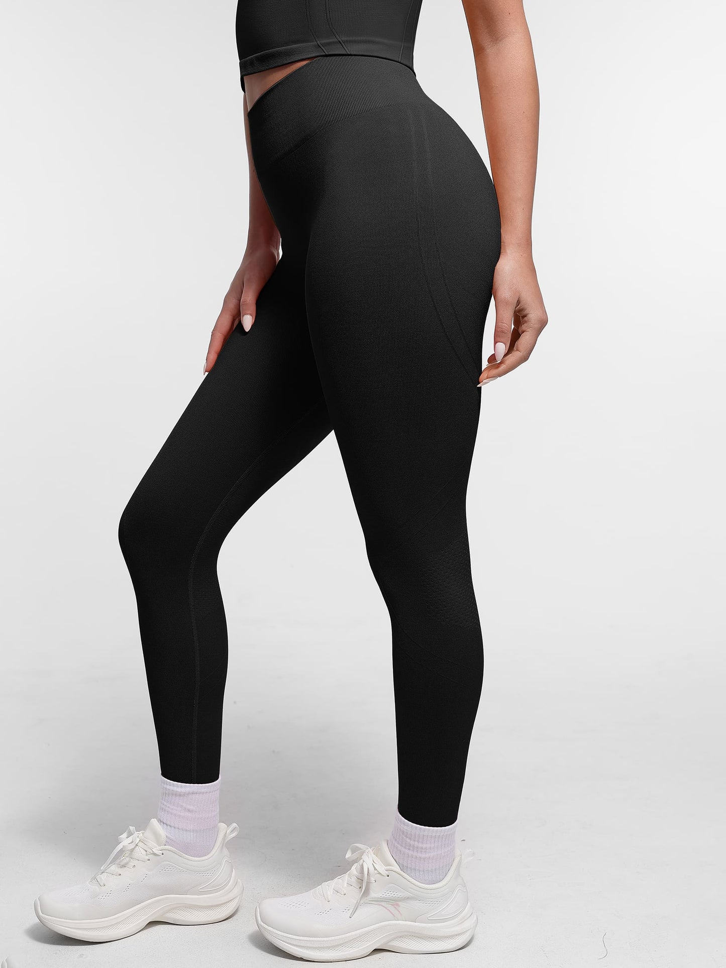 Feelingirl Seamless High Waist Yoga Leggings for Women with Double Layer Waistband