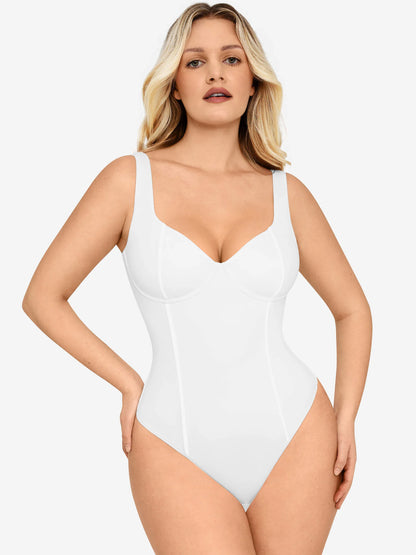 Feelingirl Full Body Wide Strap V-Neck Bodysuit