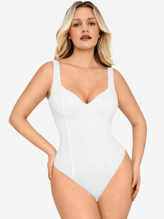Feelingirl Full Body Wide Strap V-Neck Bodysuit