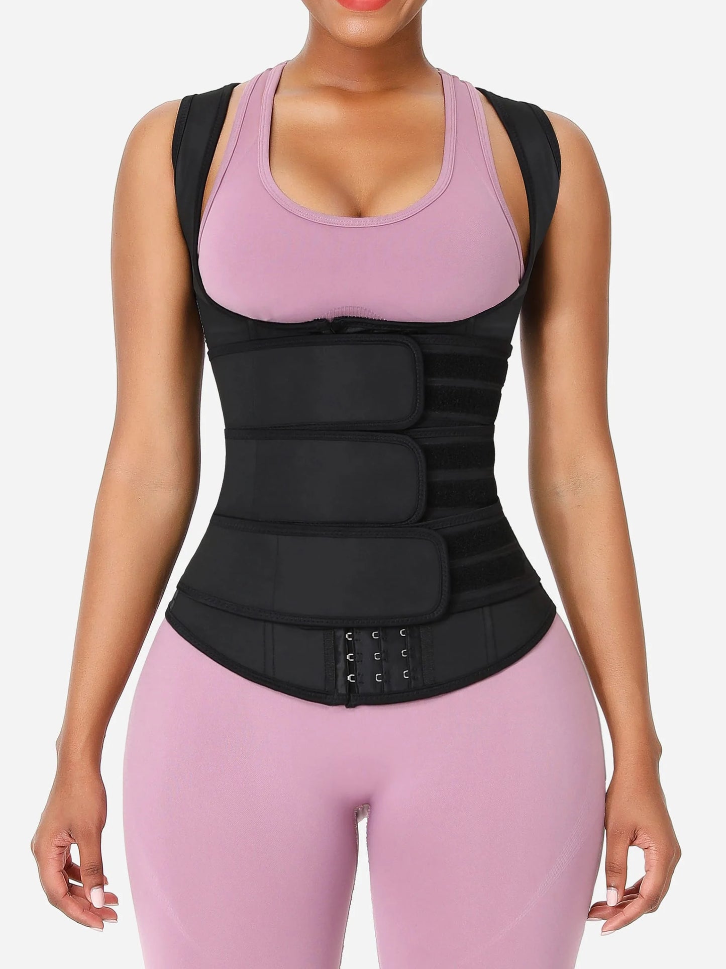 Feelingirl Triple Belt Rubber Vest Sport Girdle Waist Trainer