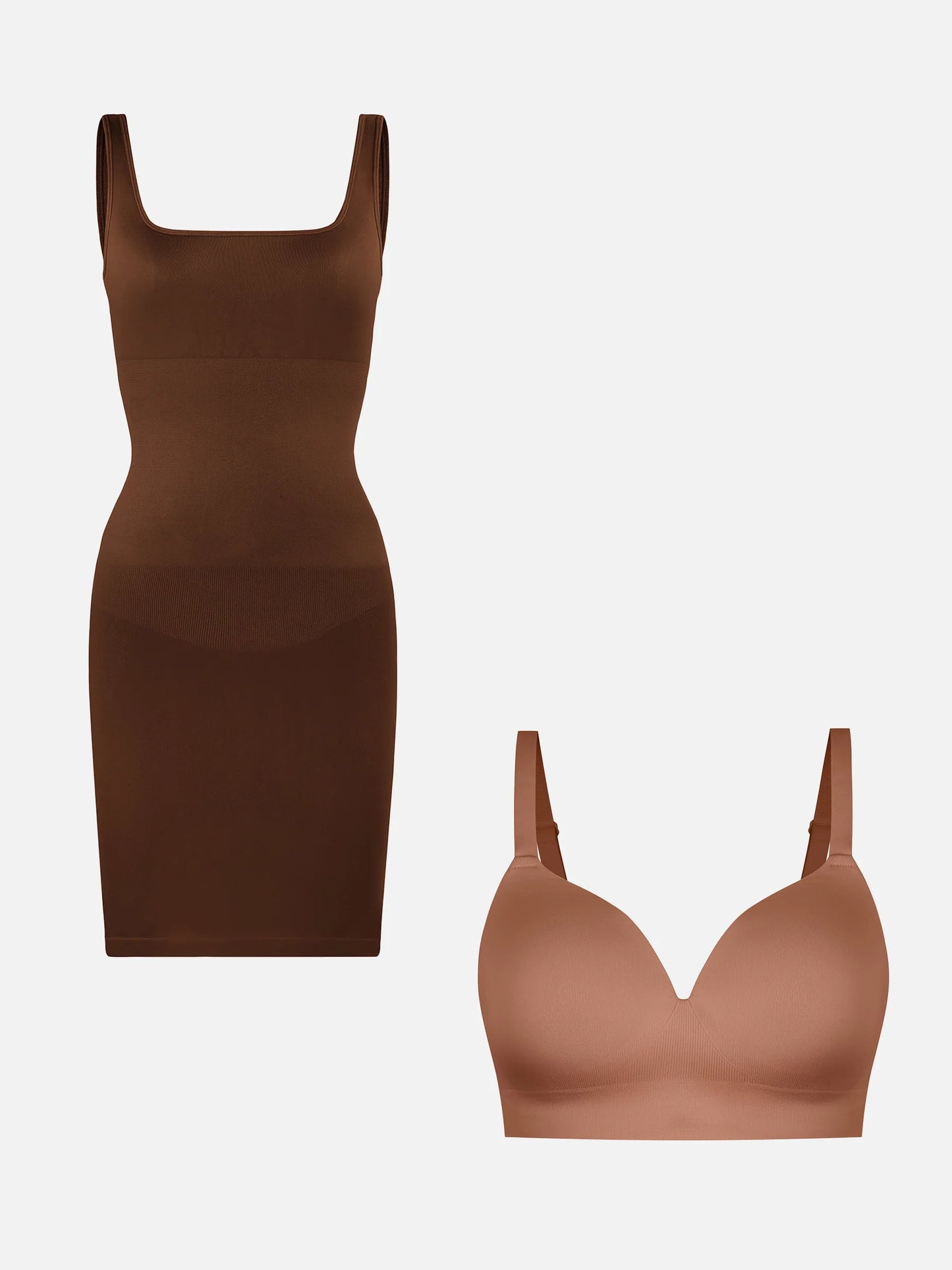 Feelingirl Square Neck Shaping Dress + Push-Up Seamless Bra