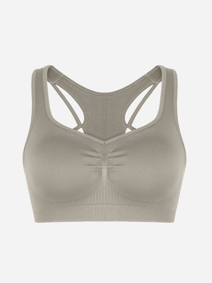 Feelingirl Seamless Racerback Sports Bra with Removable Pads and Support Fit