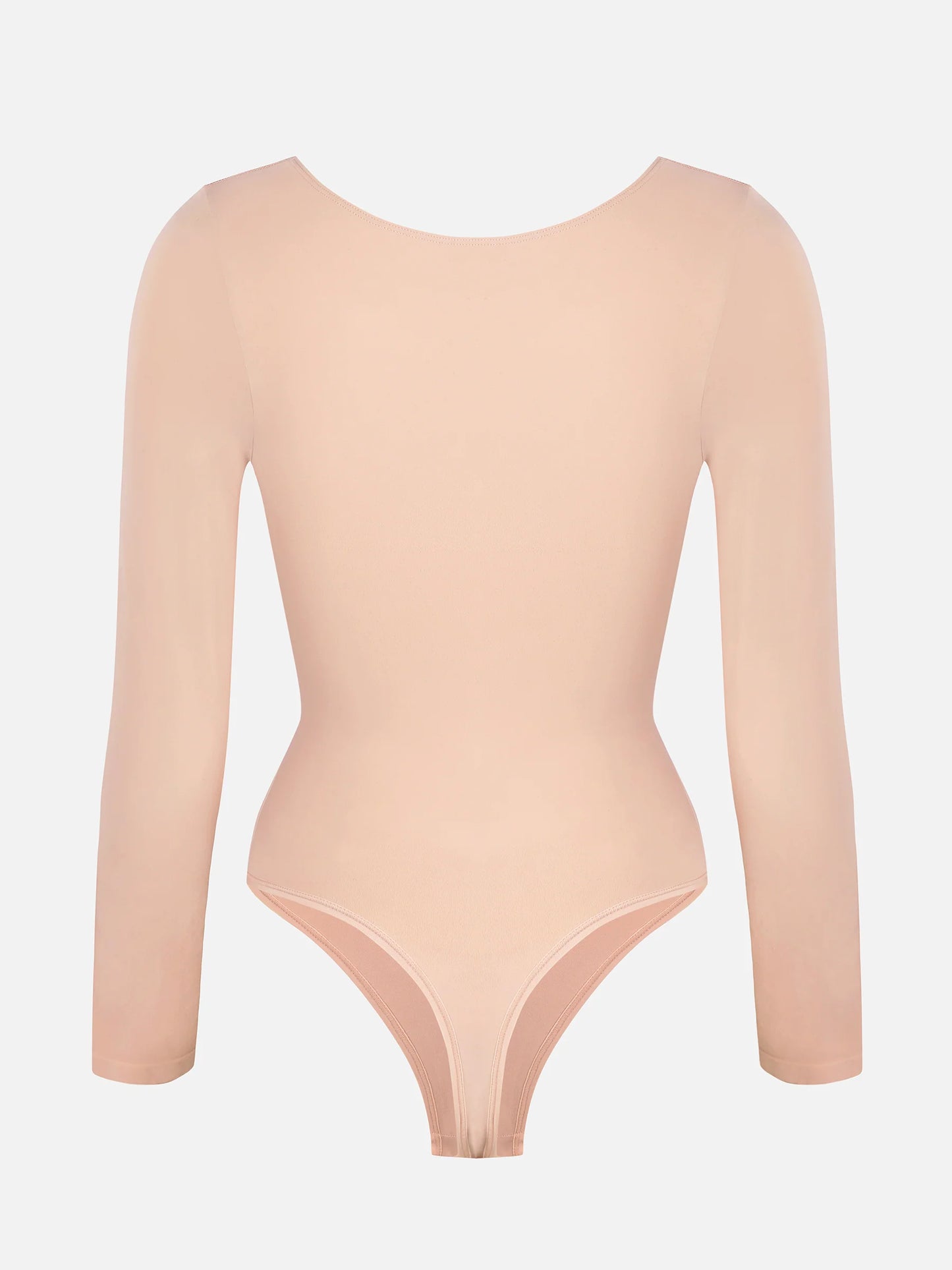 Feelingirl Seamless Long Sleeve Chest Support Tummy Control Thong Bodysuit