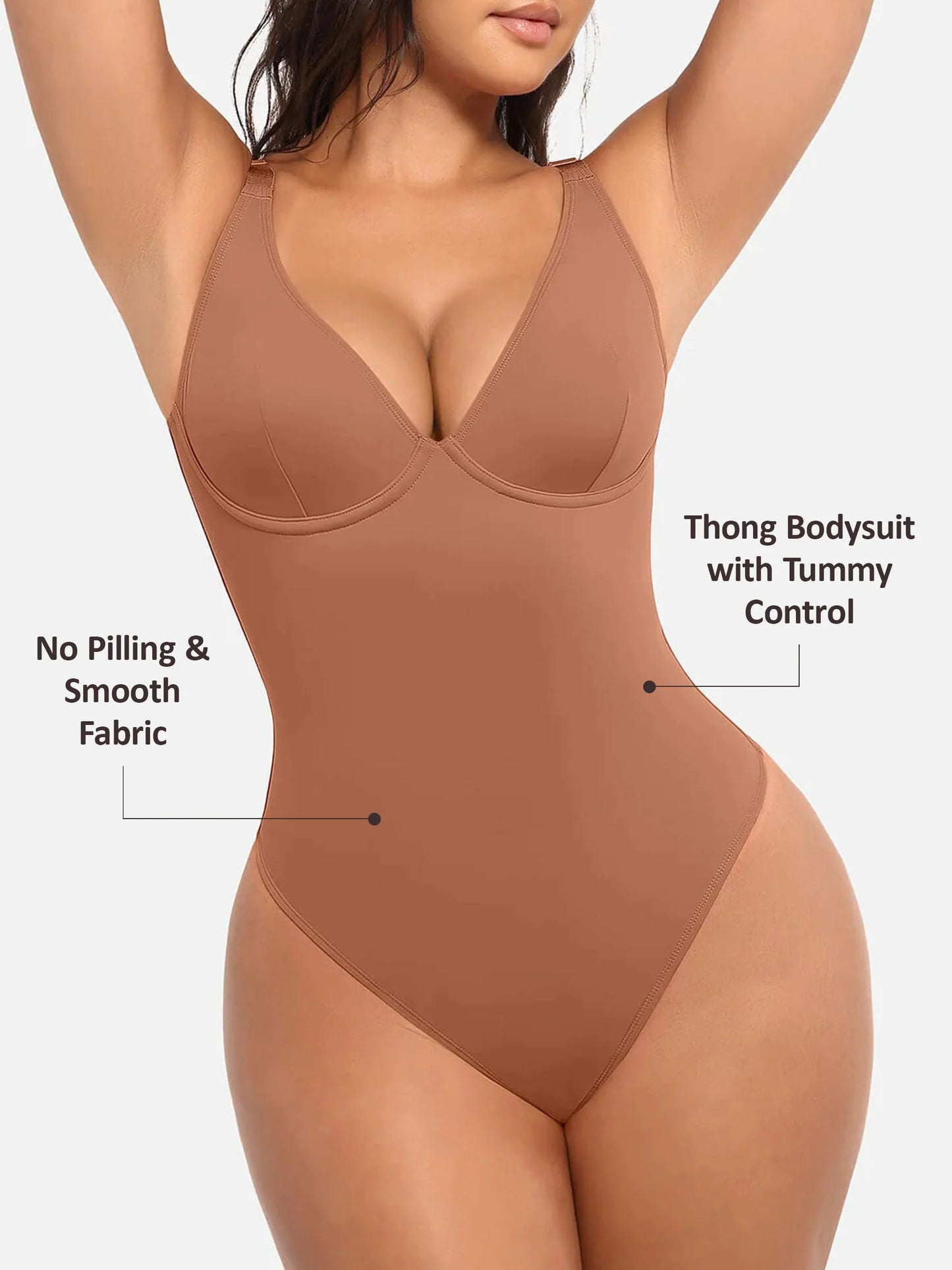 Feelingirl V Neck Tummy Control Shaping Bodysuit
