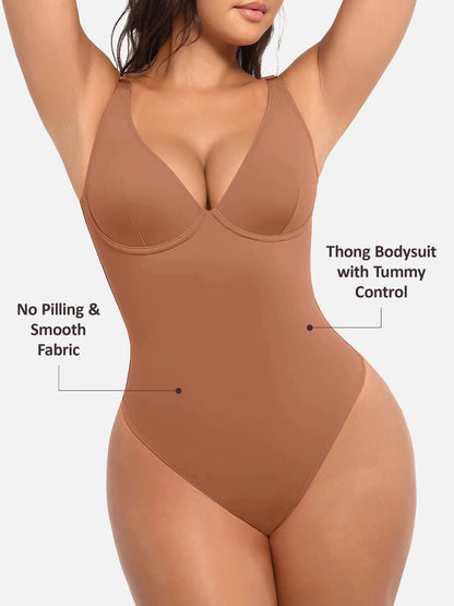 Feelingirl V Neck Tummy Control Shaping Bodysuit