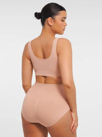 Feelingirl Seamless Wide Straps Bra  & Seamless Tummy Control Brief Set
