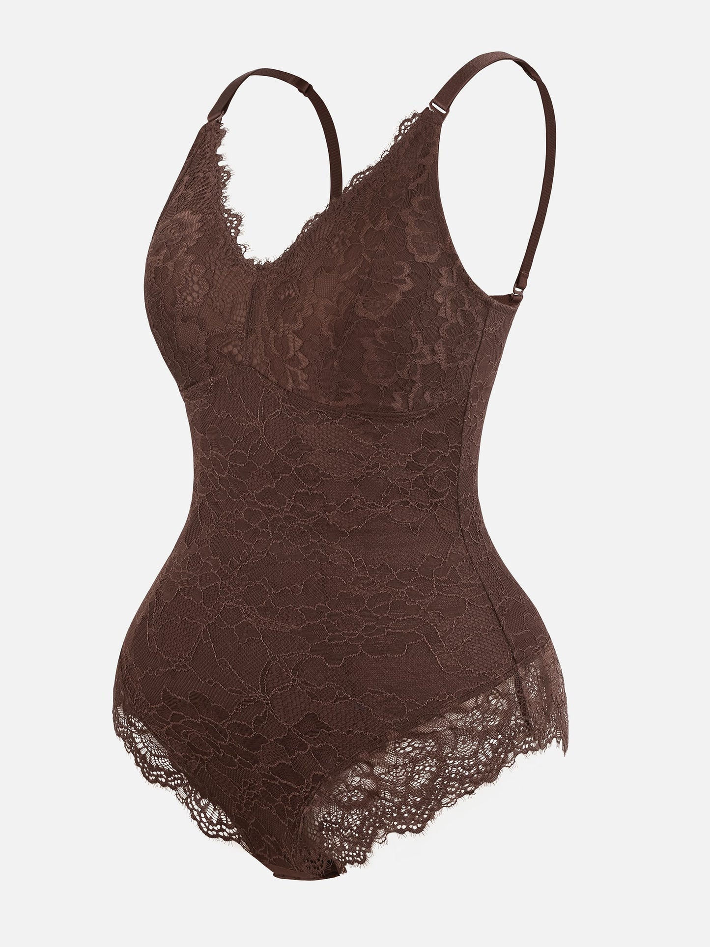 Feelingirl Lace V Neck Full Thong Bodysuit