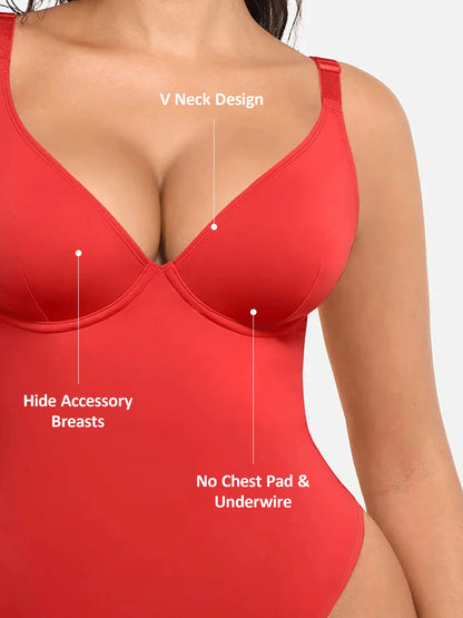 Feelingirl V Neck Tummy Control Shaping Bodysuit
