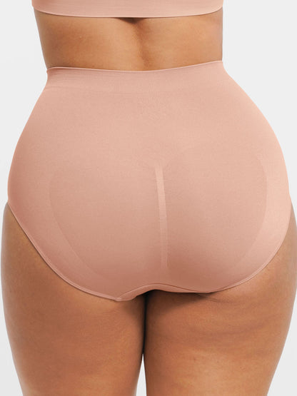 Feelingirl Seamless High-Waist Tummy Control Antibacterial Peach Hip Brief