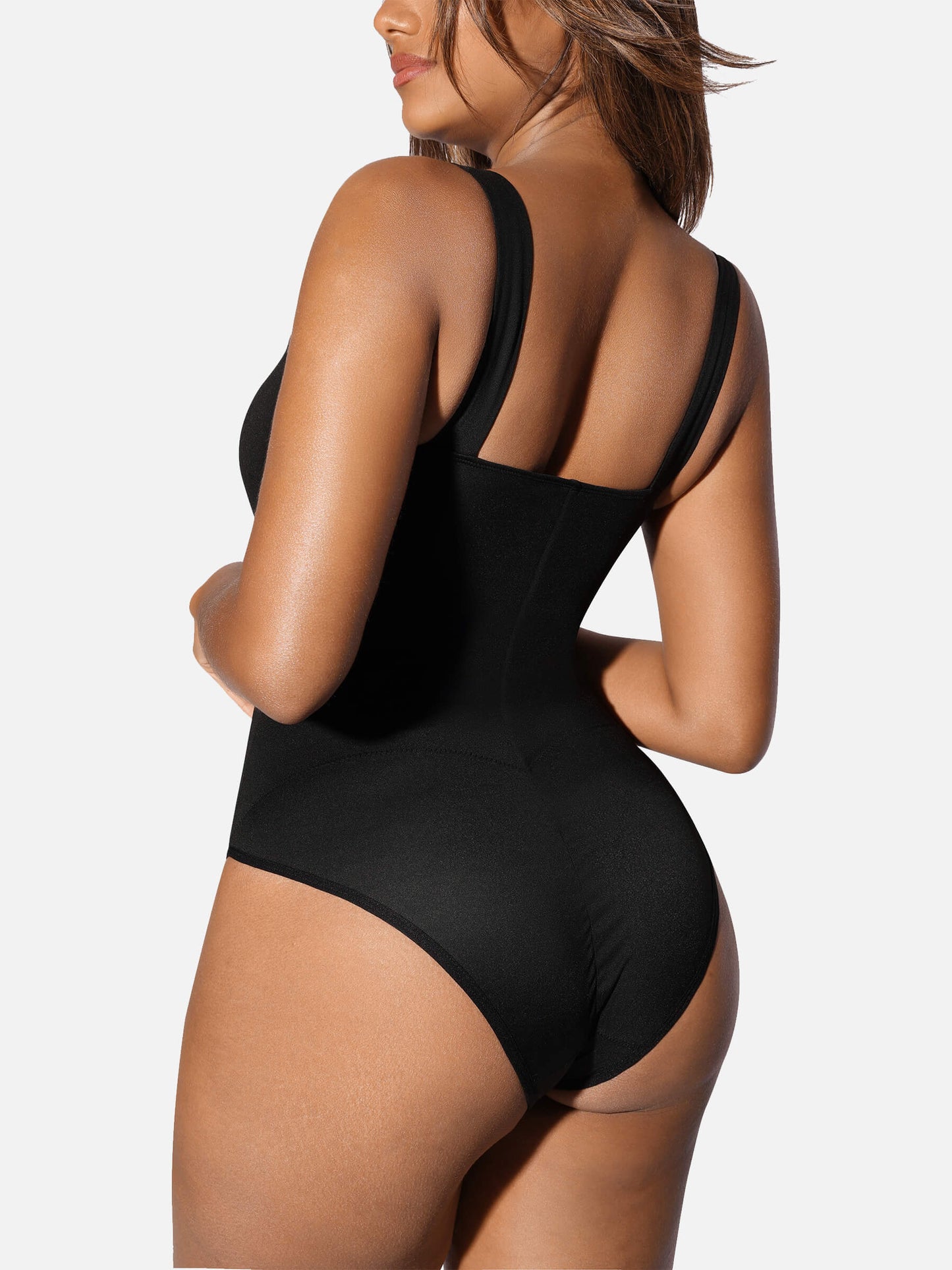 Feelingirl Square Collar Elastic Outerwear Shape Bodysuit