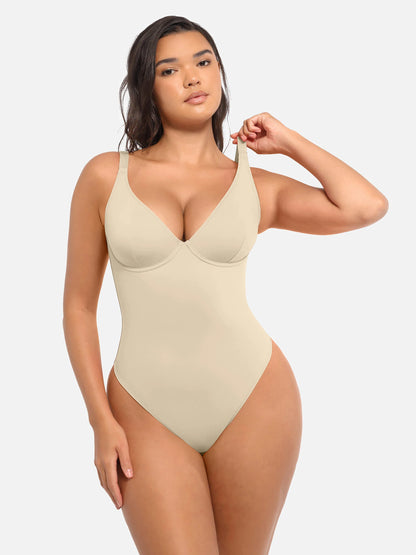 Feelingirl Deep V Neck Tummy Control Shapewear Bodysuit
