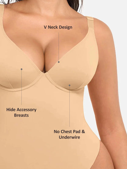 Feelingirl V Neck Tummy Control Shaping Bodysuit