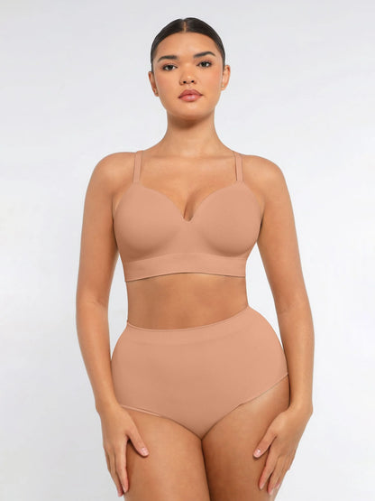 Feelingirl Wireless Push-Up Bra & Seamless Tummy Control Brief Set