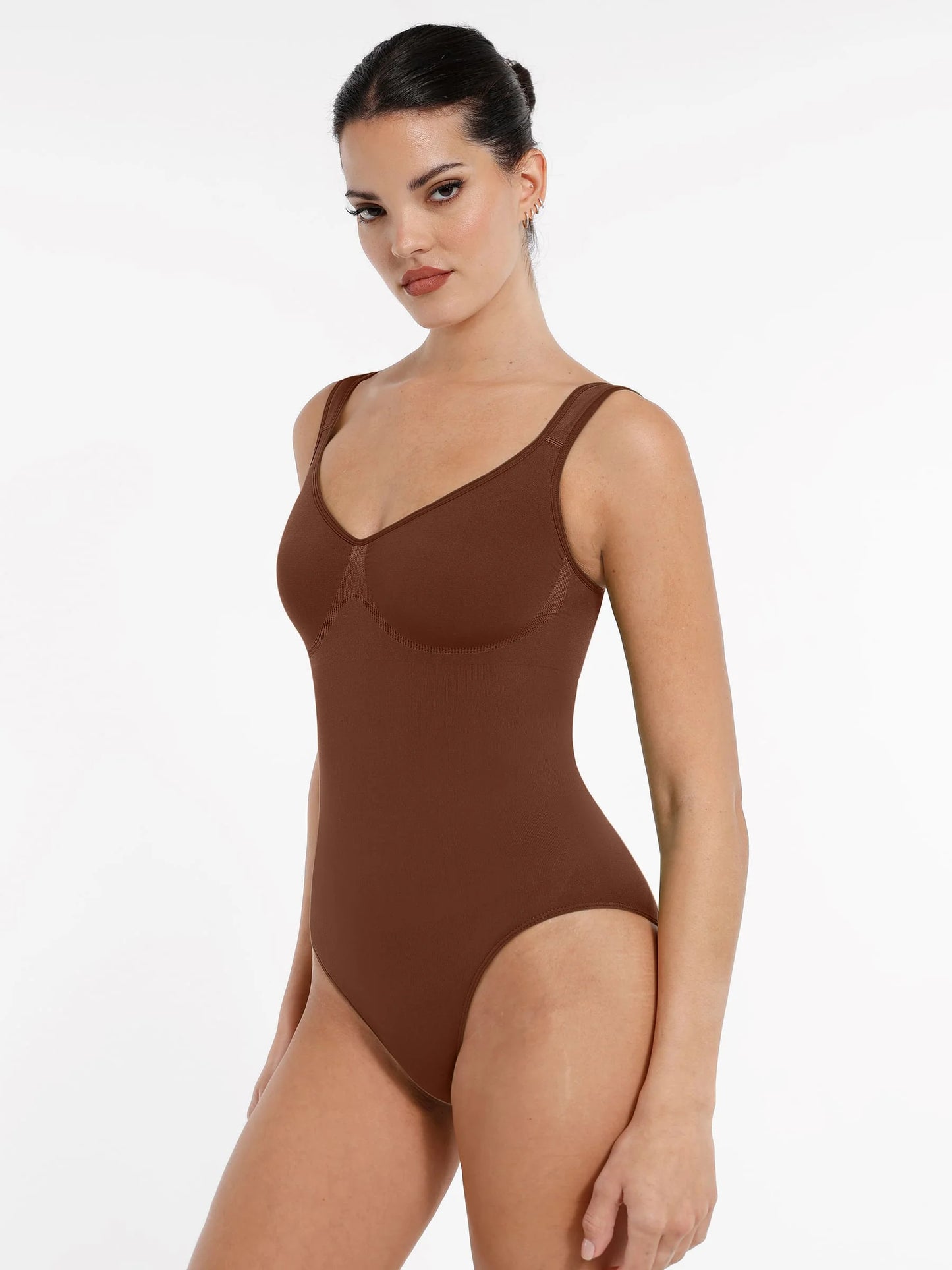 Feelingirl Seamless Sculpting Diamond Neck Thong Bodysuit